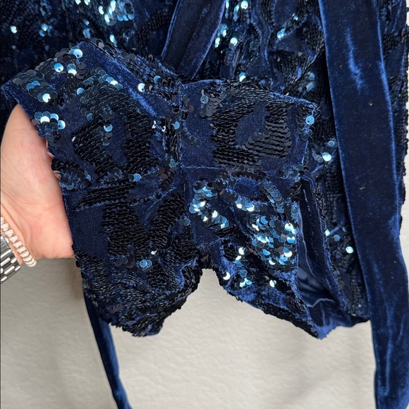 NEW Alexis Pamina Sequin Velvet Romper Midnight Blue XS New Years Going Out Glam - Picture 7 of 16